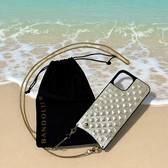Bandolier Other - SOLD Bandolier Sheila iPhone 12 Pro Max Cream Gold Chain Crossbody Case Dust Bag